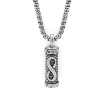 Infinity Balk Naam Ketting Voor Mannen - Sterling Zilver