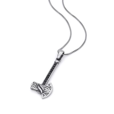 Celtic Axe Pendant Men Necklace - Sterling Silver