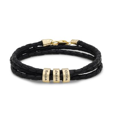 Herrenarmband mit gravierten Ringen in Vergoldung