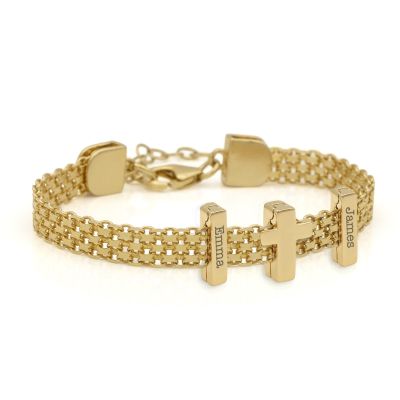 Bracciale con Catena Milanese a Croce [Oro Vermeil 18 Carati]