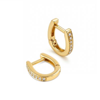 Mini Pave Hoop Crystal Earrings [18K Gold Vermeil]