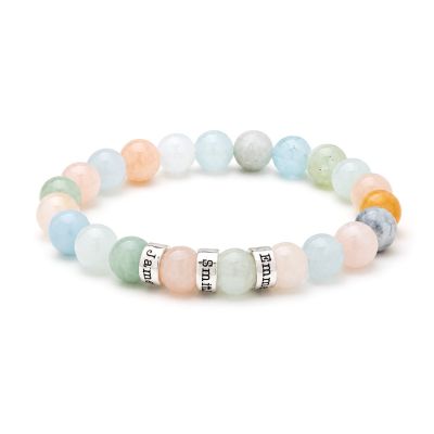 Bracelet Femme en Morganite avec Prénoms