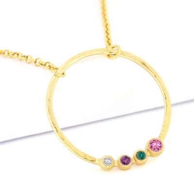 Collana Amore Materno con Pietra di Nascita [Placcata Oro 18kt - Martellata]
