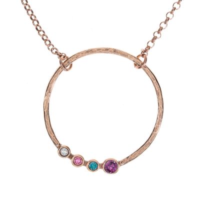 Collana Amore Materno con Pietra di Nascita [Placcata Oro rosa 18kt - Martellata]