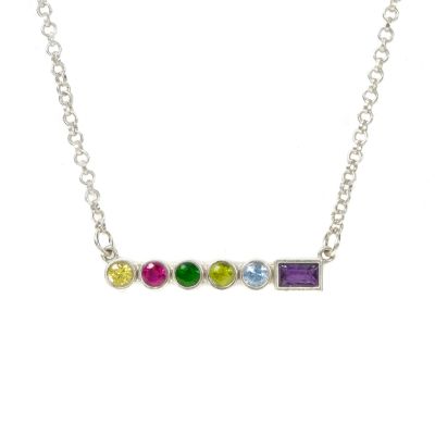 Collar de Piedras de Nacimiento Corazón y Hogar [Plata de ley]
