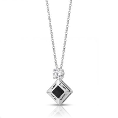 Spirituelle Namenskette mit Nano-Bibel und einem Diamanten [Silber]