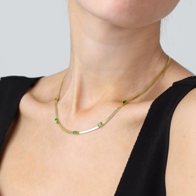 Nature Harmony Herringbone Necklace [Gold Plated]