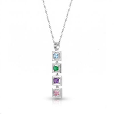 Collier Éblouissant avec Pierres de Naissance Carrées