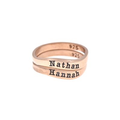 Anillo Marea Oceánica con Nombre [Bañado en Oro Rosa de 18K]