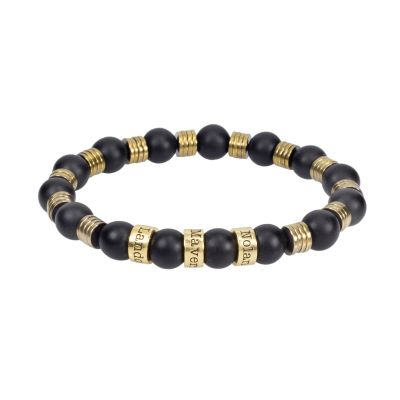 Bracciale con Nome in Onice ed Ematite Miste [Placcato Oro 18kt]