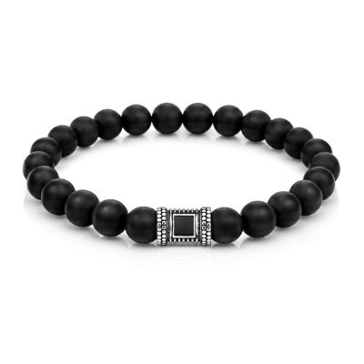 Black Onyx Women Bracelet With Nano Bible [Silver]