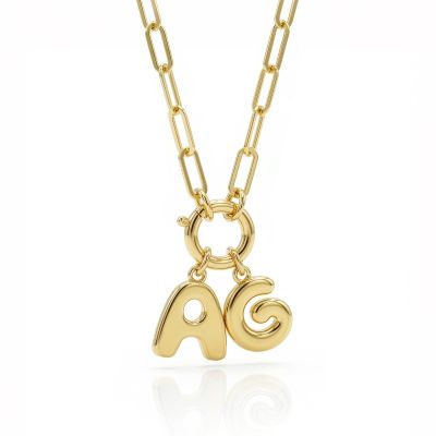 Collier Pendentif Initiale Bulle - Plaqué Or 18ct