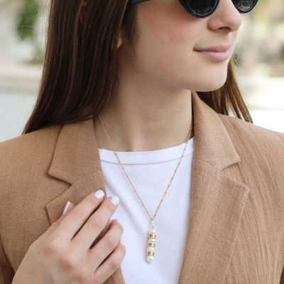 Pearl Name Necklace [Gold Plated]