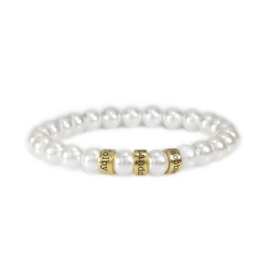 Bracciale con Nome in Perla con Sfere Incise [Placcato Oro 18kt]