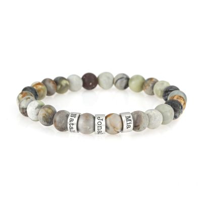 Bracciale da Donna con Nome in Diaspro Picasso [Argento 925]