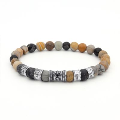Pulsera Hamsa de Jaspe Picasso para Hombres