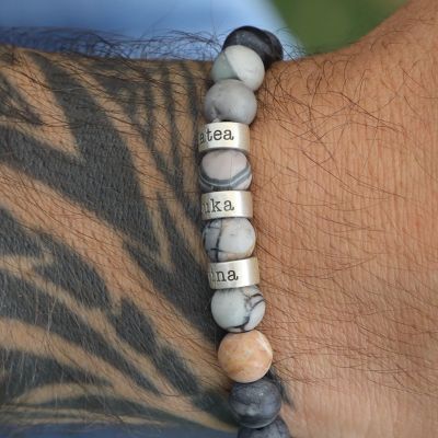 Picasso Jasper Men Name Bracelet [Sterling Silver]