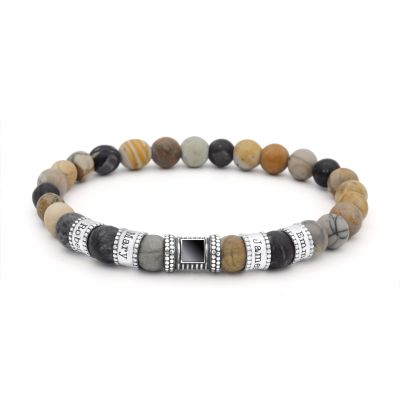 Damenarmband aus Picasso Jasper mit Gravur und Nano-Bibel [Sterlingsilber]