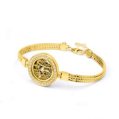 Precious Spot Silhouette Map Bracelet with Diamonds [18K Gold Plated]