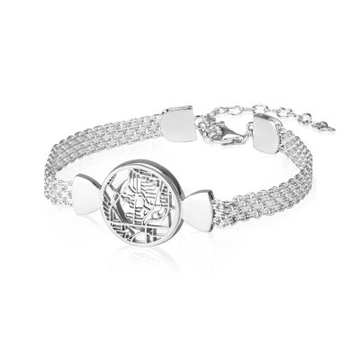 Bracciale con Mappa dei Punti Preziosi e Catena Milanese [Argento 925]
