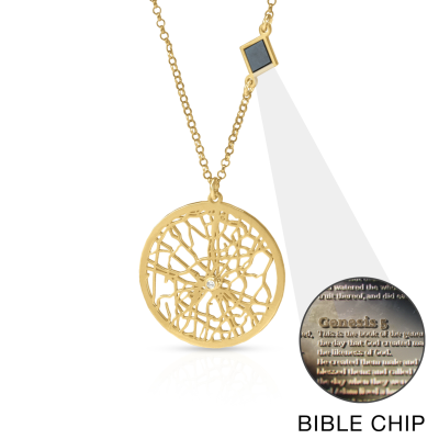 Beliebte Erinnerungen Kartenkette mit Nano-Bibel [750er Gold Vermeil]