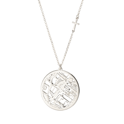 Collier Carte Précieuse avec Croix Latérale [Argent 925]
