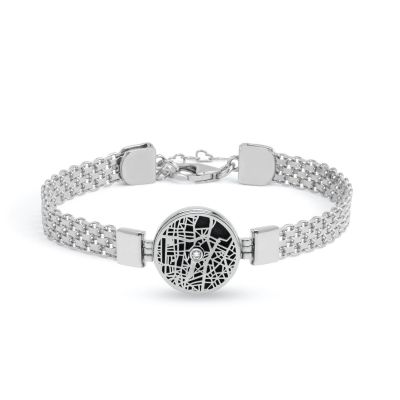 Bracelet Silhouette Carte Précieuse en Chaîne Milanaise [Argent 925]
