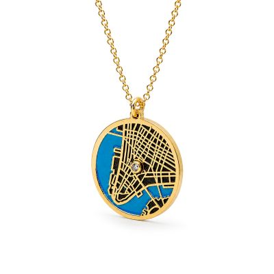 Talisa Aqua Silhouette Map Necklace [18K Gold Vermeil]
