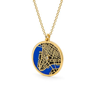 Talisa Aqua Silhouette Map Necklace [18K Gold Vermeil]