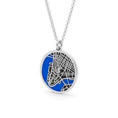 Talisa Aqua Silhouette Map Necklace