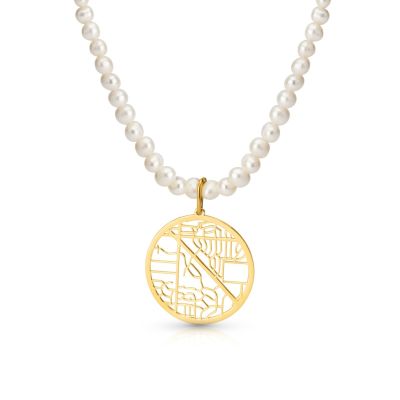 Precious Spot Map Necklace with Pearls [18K Gold Vermeil]