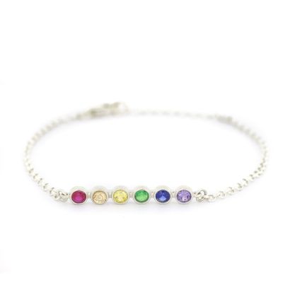 Bracelet de Cheville Arc-en-Ciel d'Étoiles [Argent 925]