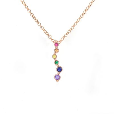 Collar Arcoíris Corriente de Amor [Bañado en Oro Rosa]