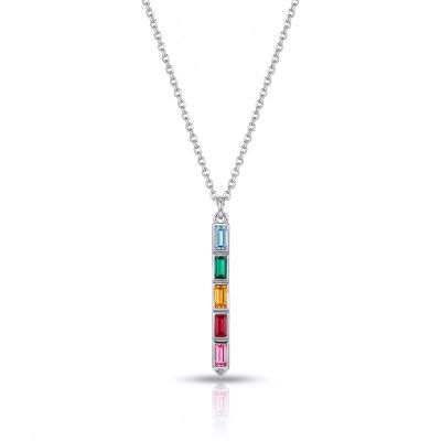 Enchanted Bar Birthstone Necklace [Silver]