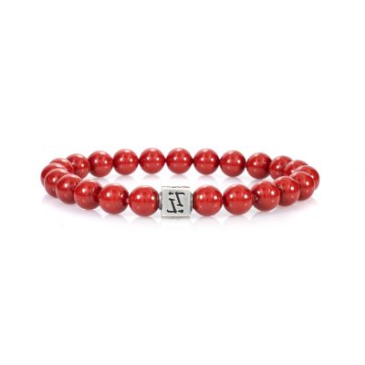 Klassieke Rood Gekleurde Jade Vrouwen Armband [Sterling Zilver]