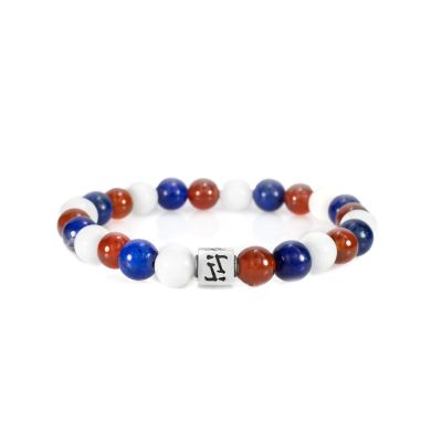 Bracciale Classico da Uomo Rosso Bianco e Blu - Argento 925