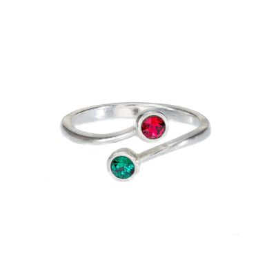 Wortels van Liefde Ring - 2 Geboortestenen [Sterling Zilver]