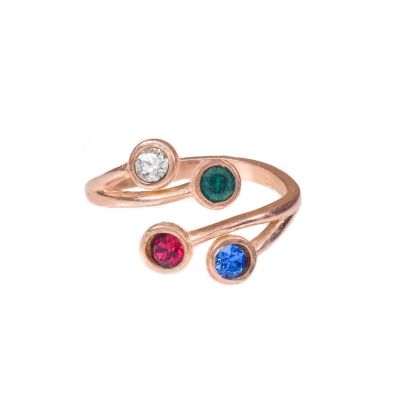 Anello Radici d'Amore - 2 Pietre di Nascita [Placcato Oro Rosa 18kt]