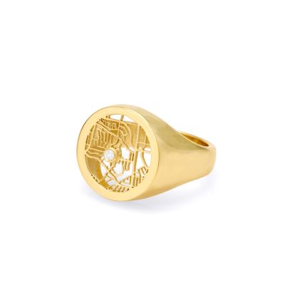 Map Signet Ring For Men [18K Gold Vermeil]