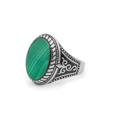 Royal Malachite Men Ring - Sterling Silver
