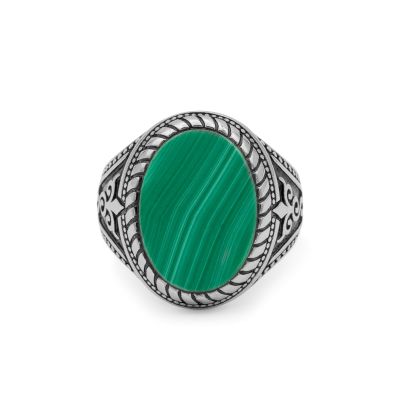 Royal Malachite Men Ring - Sterling Silver