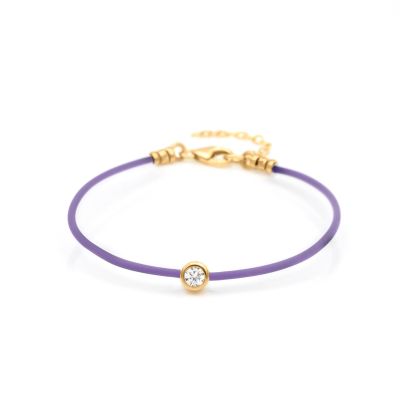 Scarlet Diamond Bracelet - Purple Cord [14 Karat Gold]
