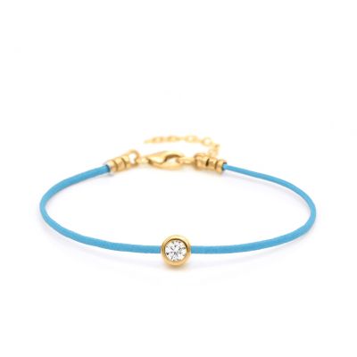Scarlet Diamond Bracelet - Turquoise Cord [14 Karat Gold]