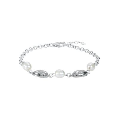 Oceaan Geest Parel Enkelbandje - 2 Schelpen [Sterling Zilver]