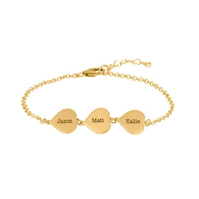 Bracelet de Cœurs avec Noms [Plaqué Or 18ct]