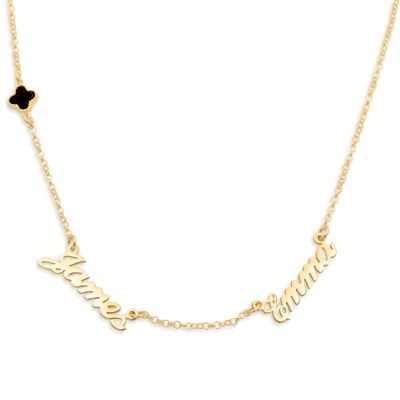 Collar con Nombre de Trébol Lateral [Bañado en Oro de 18K]