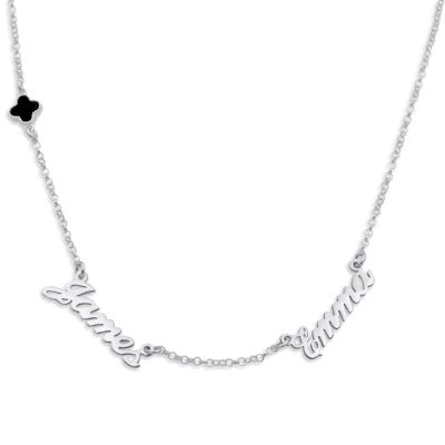 Collar con Nombre de Trébol Lateral [Plata de Ley]
