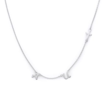 Collier Initieles avec Croix Horizontale [Argent 925] 