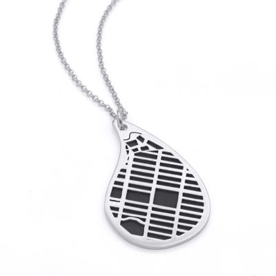 Levensdraad Silhouet Kaart Ketting [Sterling Zilver]