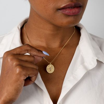 Collar Brújula con Coordenadas para Mujer [Bañado en Oro de 18K]